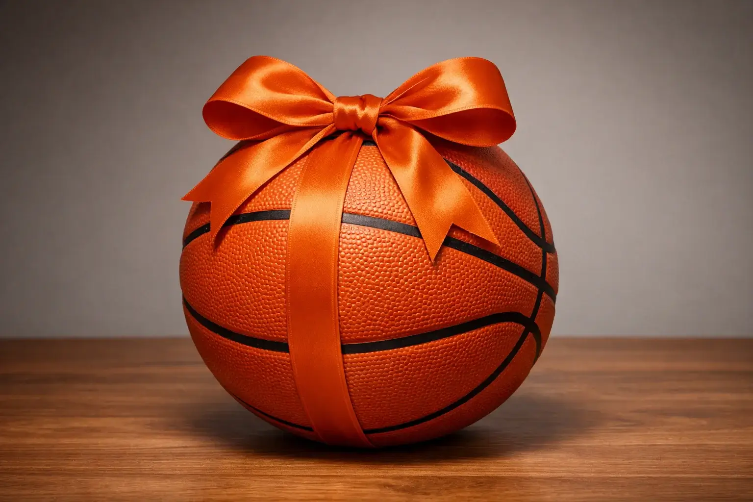 Basketbal met een cadeau-lint eromheen als symbool voor een welkomstbonus