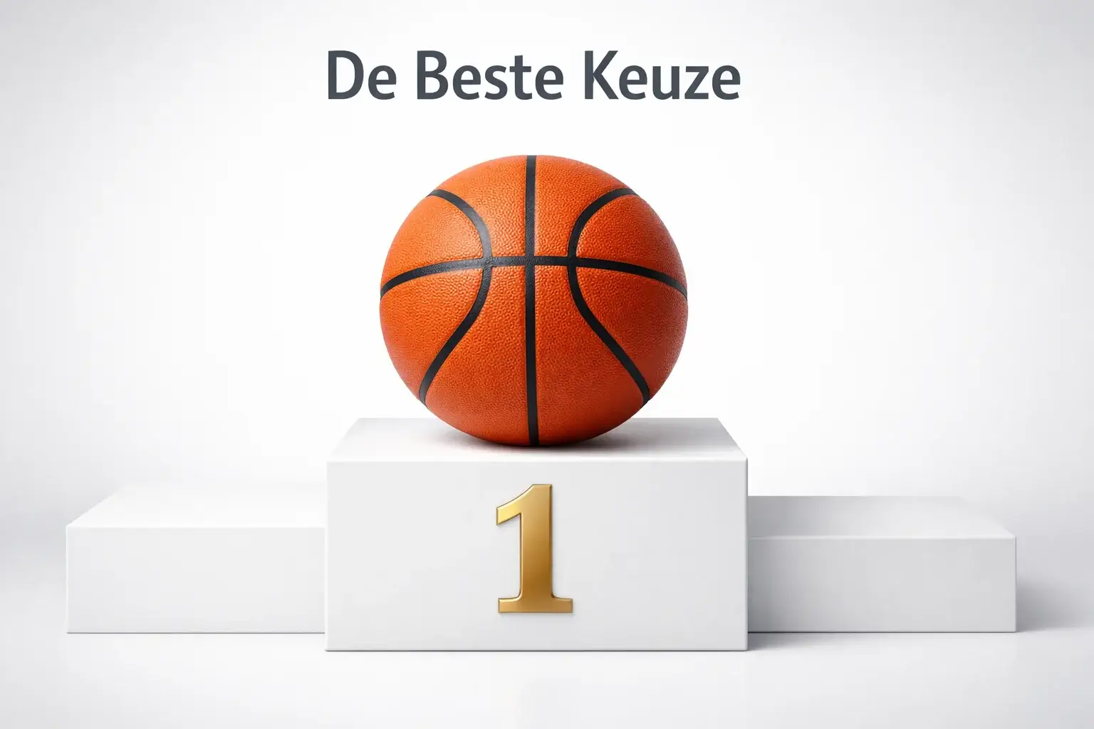 Basketbal op een podium met een gouden nummer één als symbool voor de beste keuze