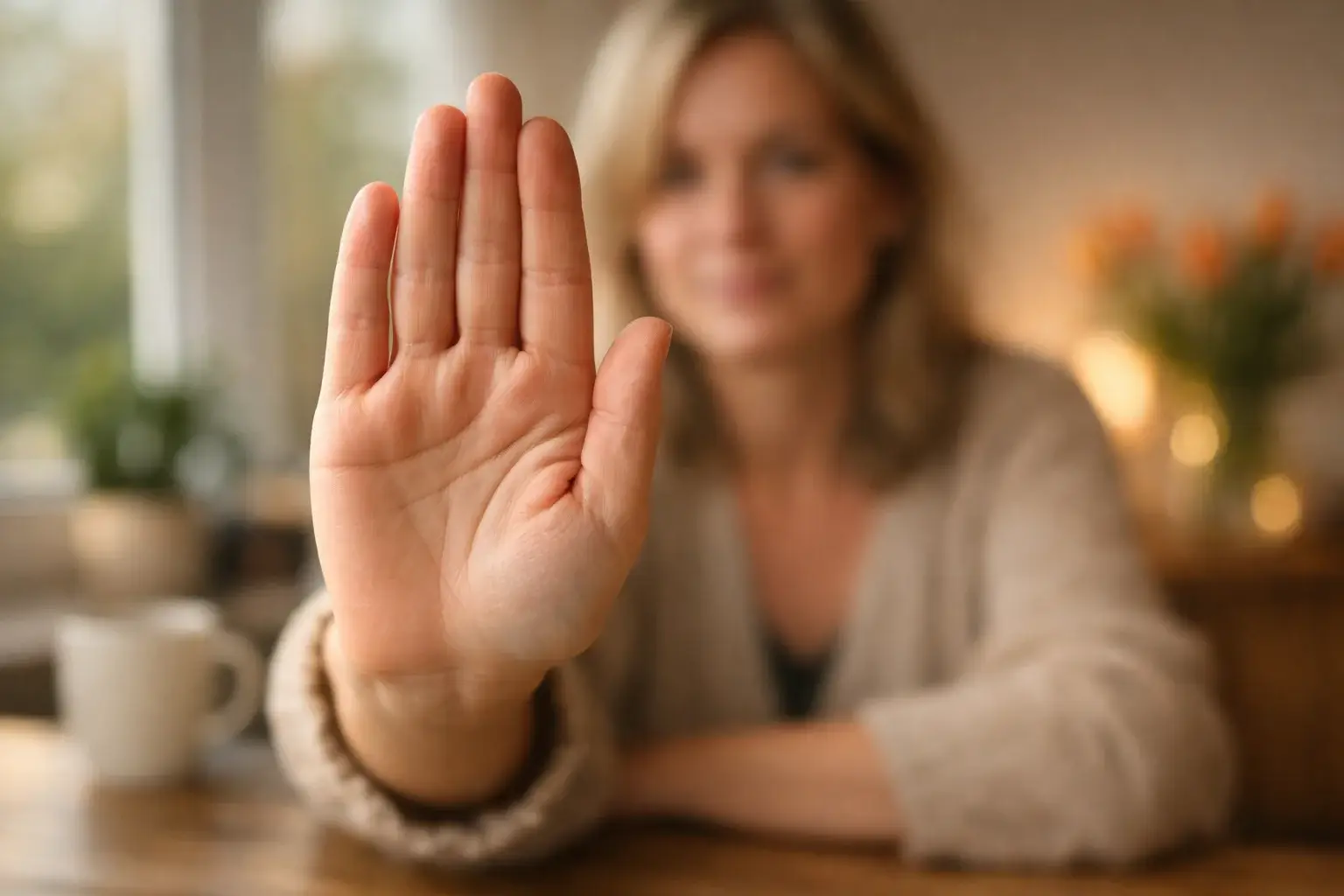 Persoon die bewust een grens trekt met een basketbal in de achtergrond